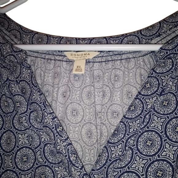 Geo Pattern Tunic Sonoma Lightweight V-Neck 3/4 Slve. Girl Boss Casual Flowy XL - Picture 5 of 9